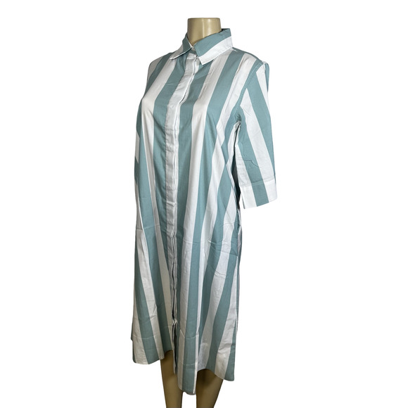 Atlantic-Pacific x LAKE Shirt Dress Womens XS Green/White Striped Pockets Resort - Picture 6 of 15